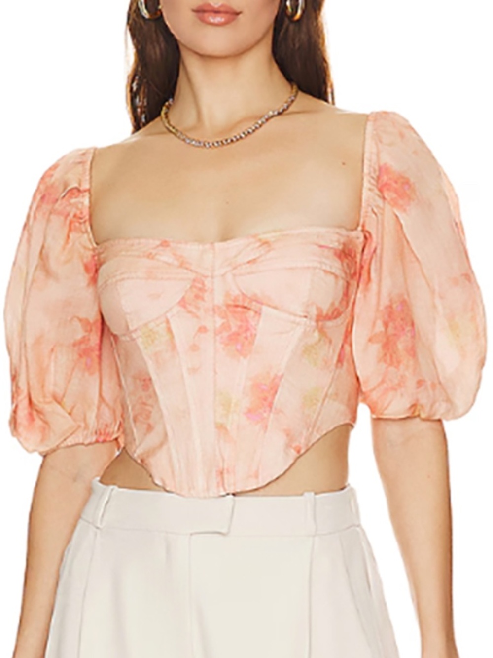 Bardot Kiah Corset Top Pink Floral